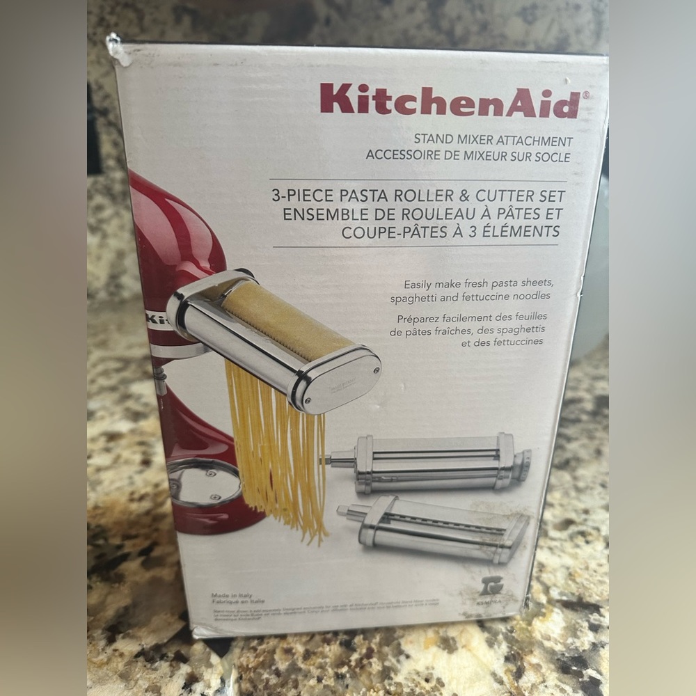 Brand new in box Kitchen Aid attachment 3-piece pasta roller and cutter set